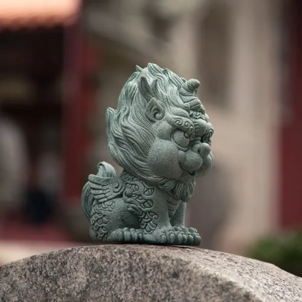 Green Stone Qilin Statue Tea Pet