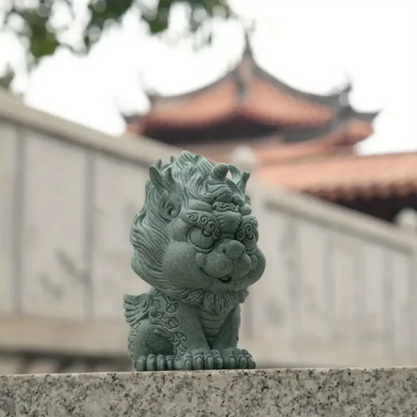 Green Stone Qilin Statue Tea Pet