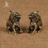 Antique Bronze Qilin Statue Pair Copper