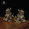 Antique Bronze Qilin Statue Pair Copper