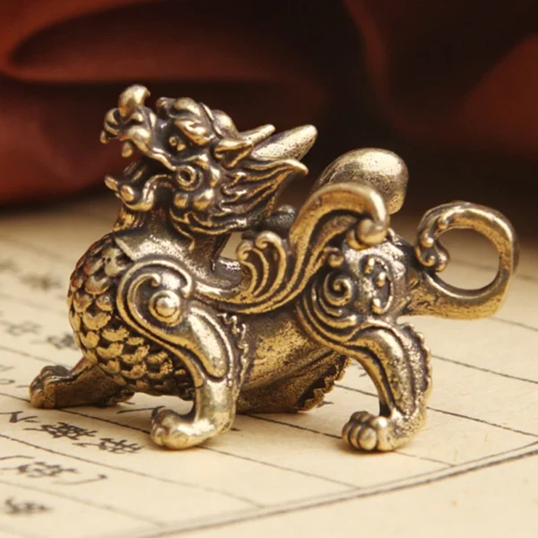 Brass Qilin Statue Feng Shui Wealth Ornament