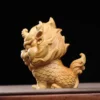 Miniature Wooden Qilin Carving Ornament Gift
