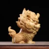 Miniature Wooden Qilin Carving Ornament Gift